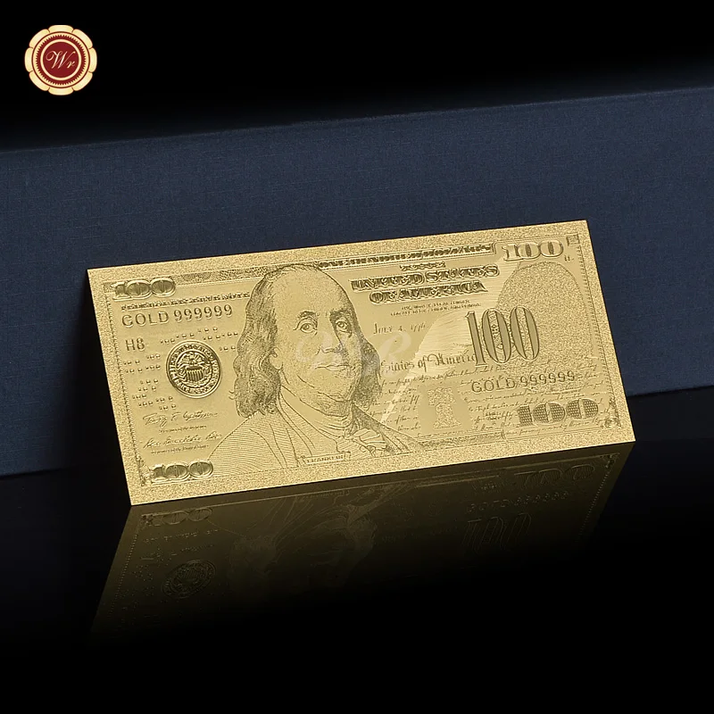 WR Золотая фольга банкнота США 1 доллар поддельные деньги американский стиль Поддельные Банкноты коллекция подарочный сертификат Dropshipping2019 - Цвет: new 100