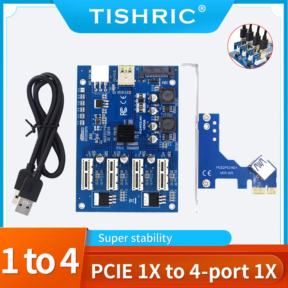 TISHRIC PCIE 1-4 PCI Express множитель 1X Слоты переходная карта до 4 PCI-E слотов переходник для