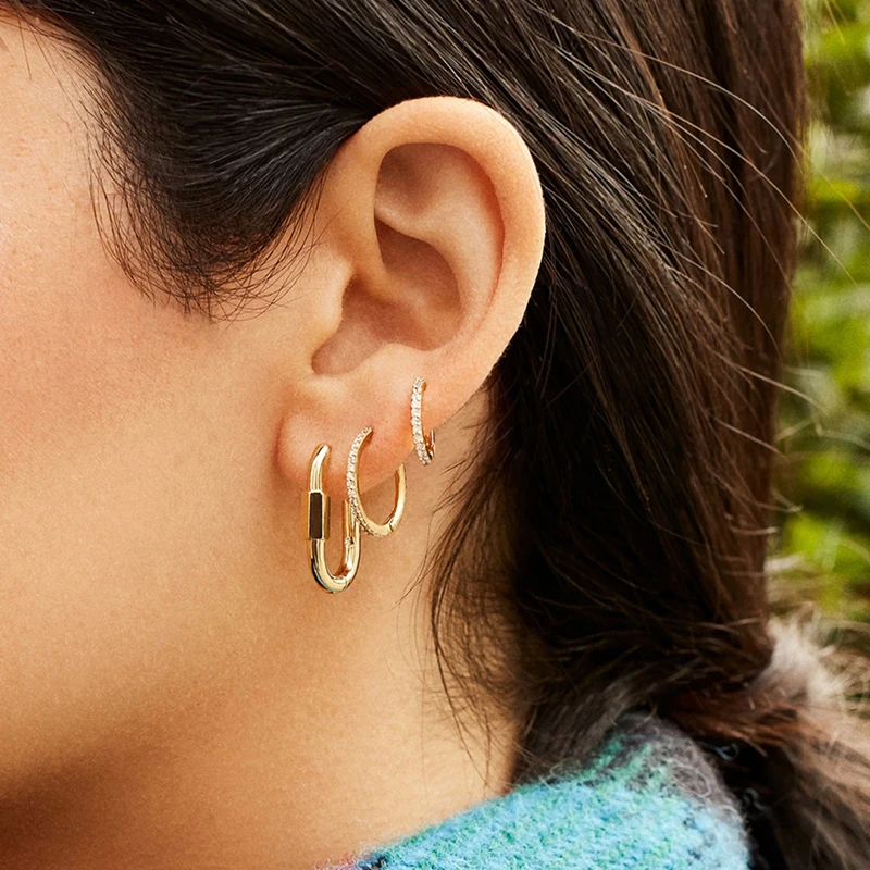 

Classic Thin Circle Stackable Cartilage Hoop Earring For Women female CZ female Ear Cuff Small Huggies Hoops Jewelry Gifts