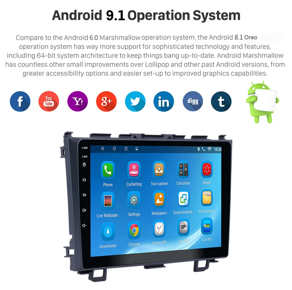 Автомобильный мультимедийный плеер с радио Android 9 1 &quot2DIN для Honda CRV сенсорный экран