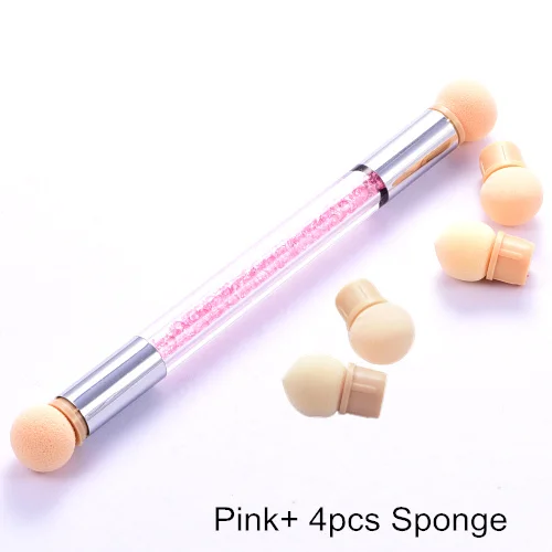 1 шт., украшение для ногтей, постепенное окрашивание румян, ручка для фототерапии, двухглавые градиентные кисти, ручка, губка, инструменты для нейл-арта H0993 - Цвет: Pink with 4Sponge