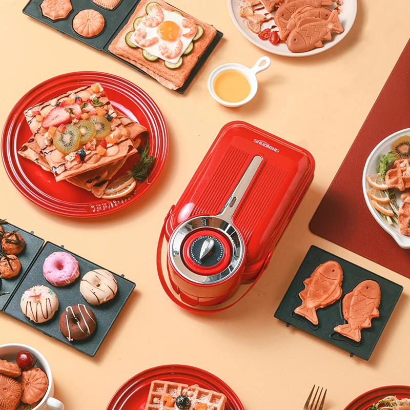 Elektriline võileivaküpsetaja ajastusega vahvliküpsetaja leiva röster pannkoogisõõrikute küpsetaja multifunktsionaalne hommikusöögimasin võileivaküpsetaja 220V_voghion.com