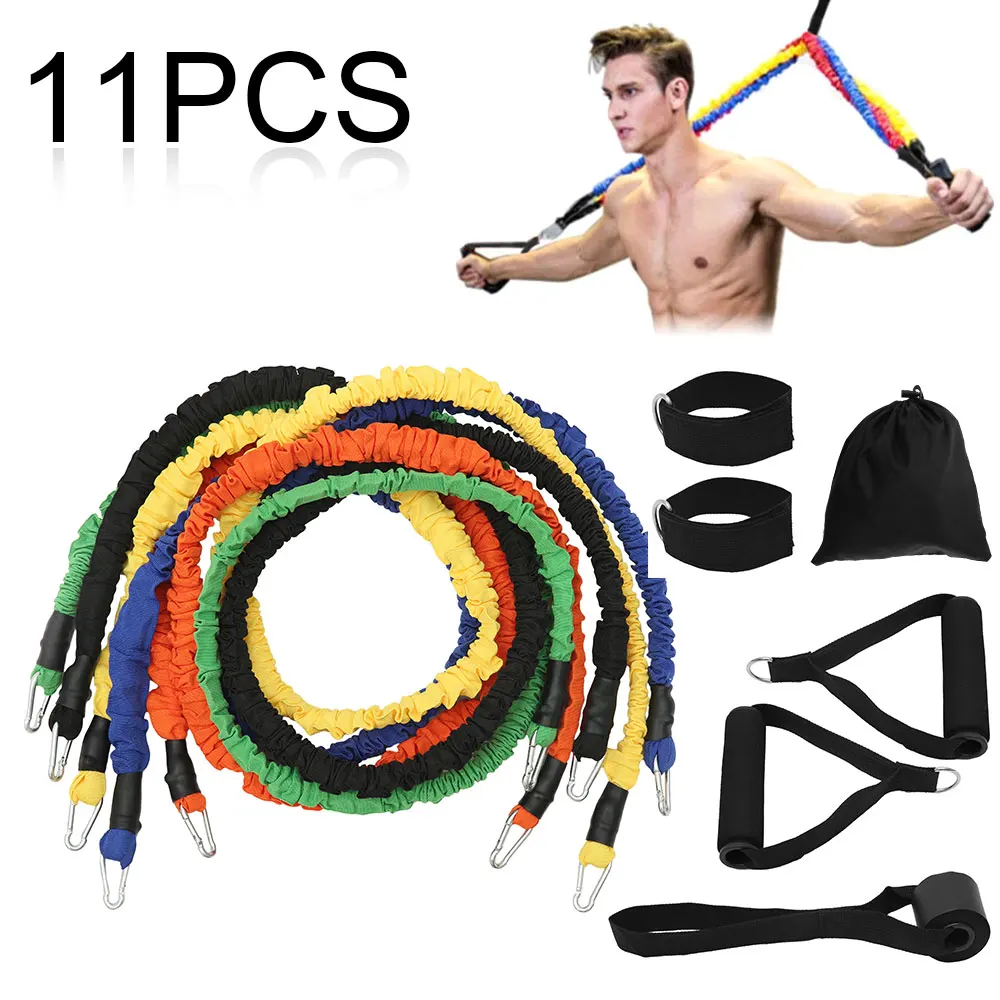 

11 Pcs/set Fitness Pull Rope Resistance Band Set Multi- Function Exercise Resistance Latex Tubes for Training Gym Bodybuilding