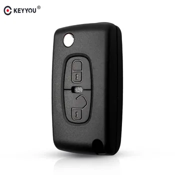 KEYYOU 2 Bottoni Sostituire Cassa Chiave Dell'automobile Per PEUGEOT 4007 ET 4008 Per Citroen C-Crosser C4 Aircross A Distanza chiave Borsette Fob MIT-1