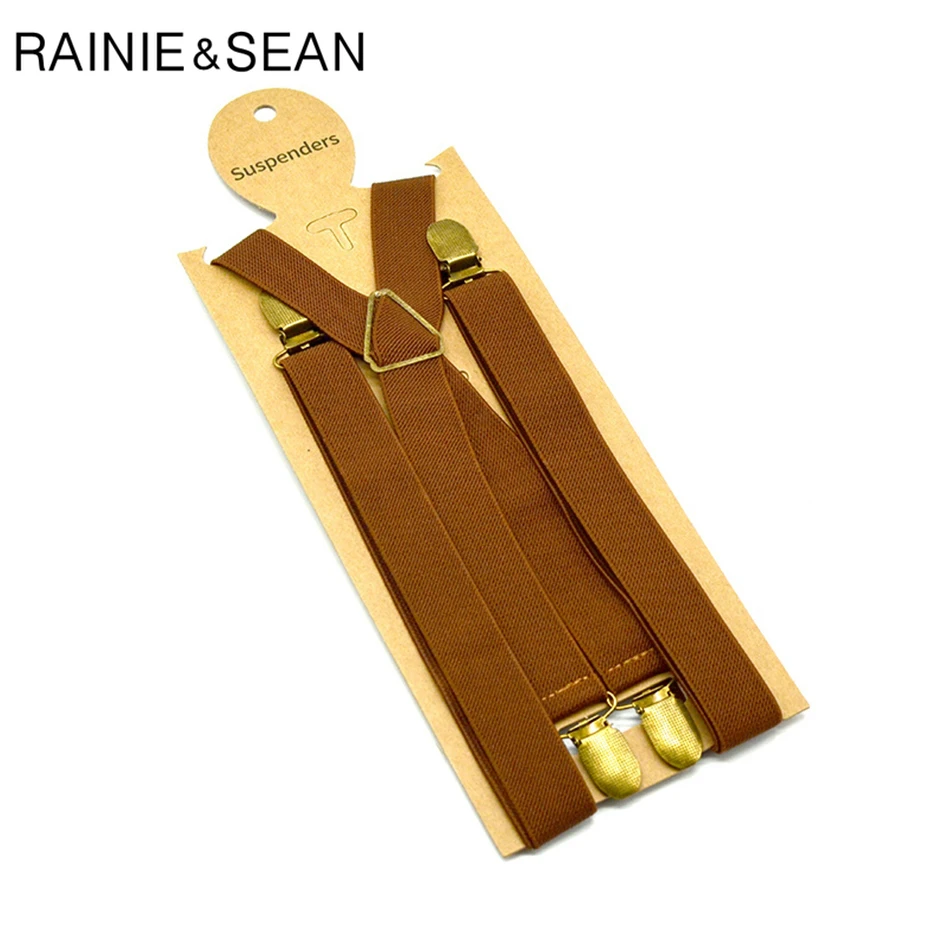 Мужской комплект RAINIE SEAN Audlt с галстуком бабочкой 4 зажима коричневые подтяжки