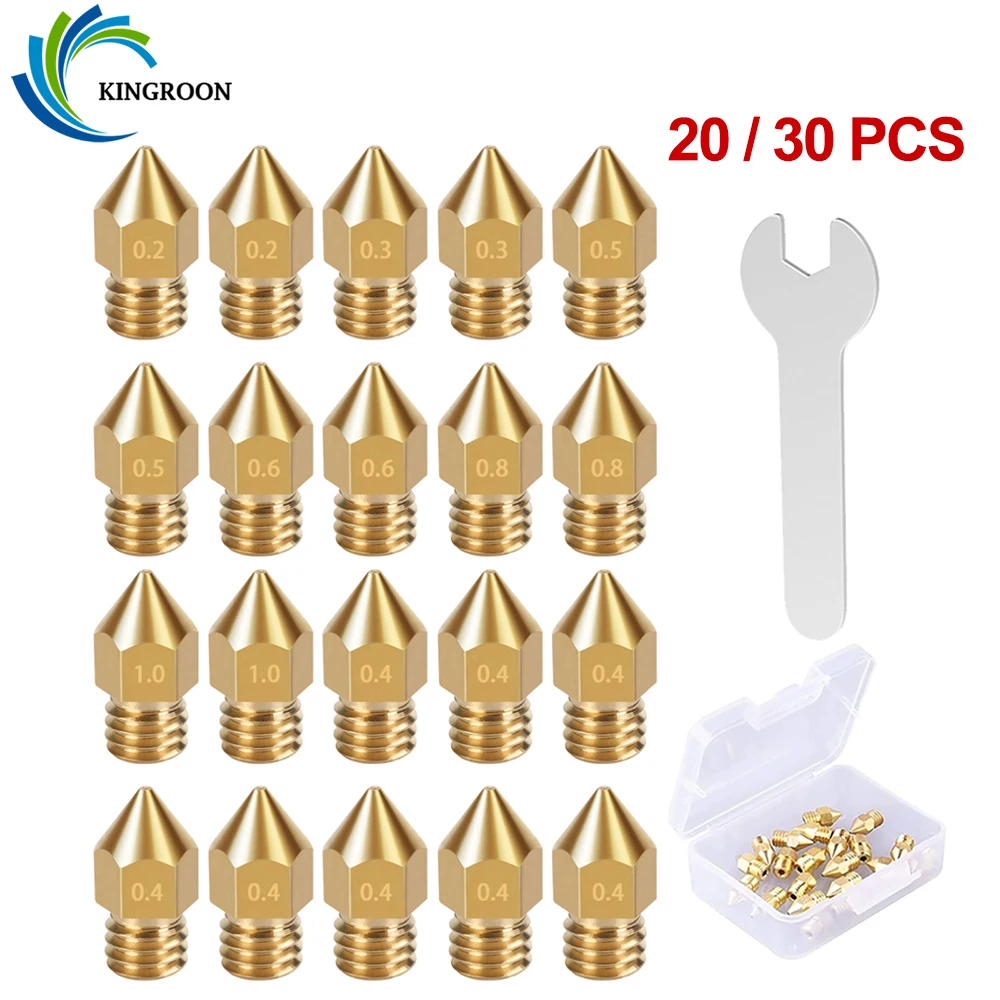 

KINGROON 3D Printer Nozzles MK8 Extruder Nozzle mk8 Hotend Print Head 1.75mm for Anet A8 Creality CR-10 Ender 3 3D Printer Parts