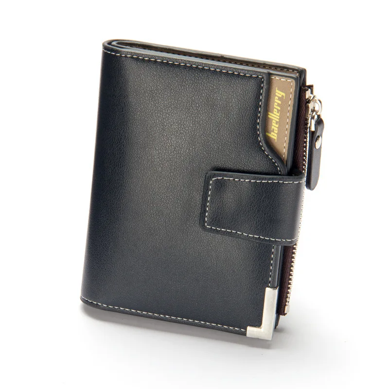 

Men Short Paragraph Wallet Casual Wallet Vertical Section Buckle Multifunction Zipper Wallet Coin Purse Men Credit Card Bag