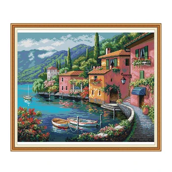 

Dimensions Stamped Cross Stitch Kits Town Embroidery Cloth DIY Needlecraft