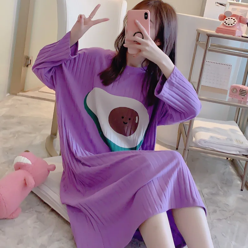 

Lazy Style New Womens Nightgown Sleepwear 2020 Long Full Cotton Nightgown Home Wear Lovely Nightgowns for Women Loose Girl