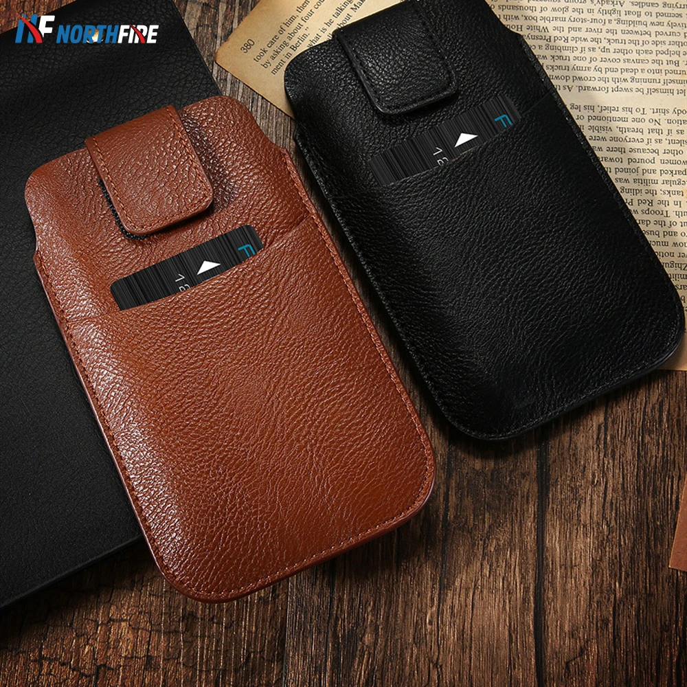 

NORTHFIRE PU Leather Business Pouch Case Cover For iPhone 6 6s 7 8 Plus X Pull Tab Retro Holster Phone Bag For Samsung S8/S7/S6