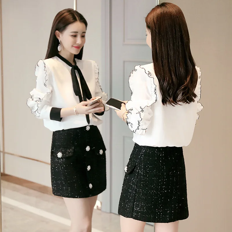 

2018 Spring Clothing New Style Fashionable Set Two-Piece Set Hipster Chiffon Dress Retro Shirt with First Love Dress Summer