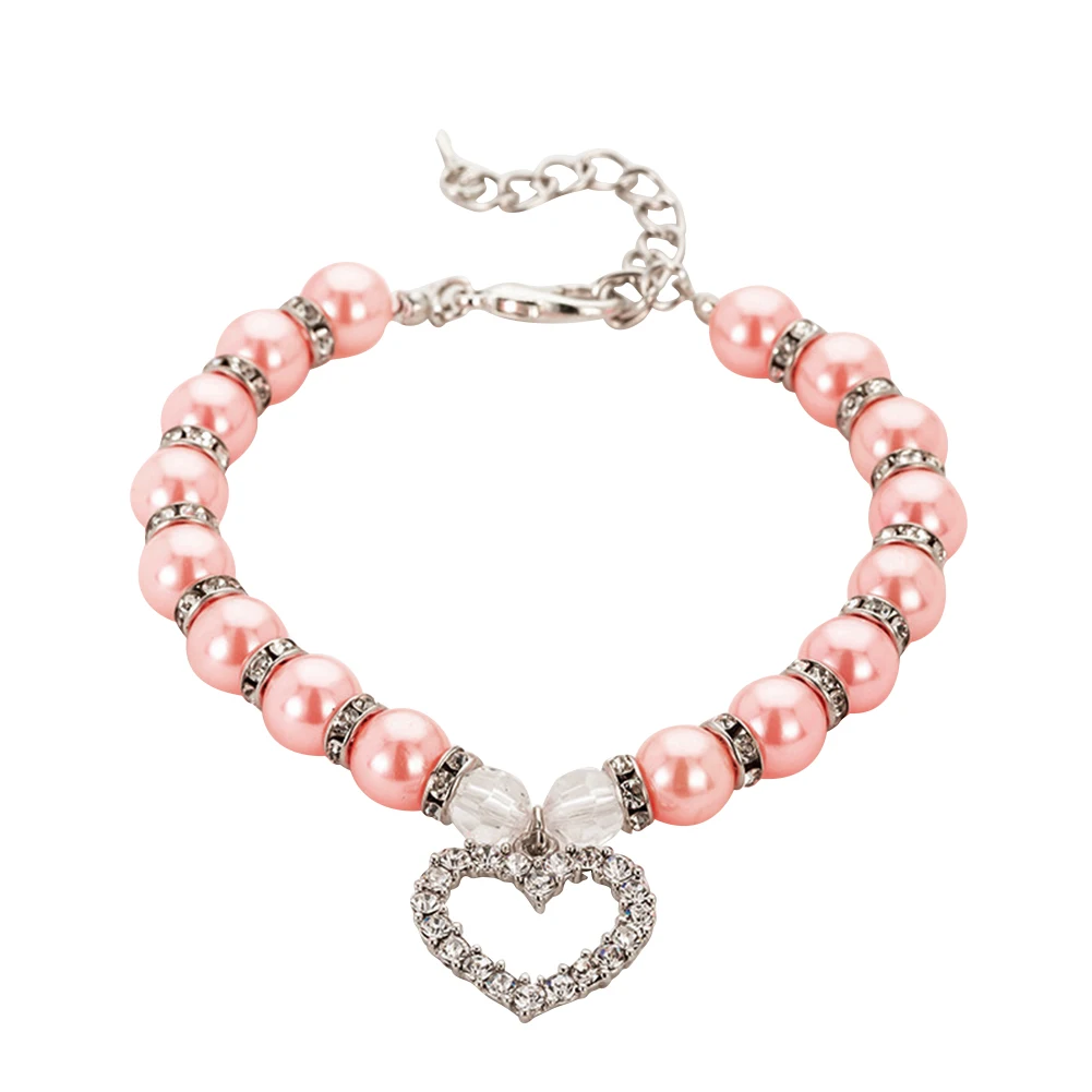 Розовый Регулируемая щенок Charms модное любовь цепочка с подвеской в минималистическом собачьих ошейников Копилка жемчуг Цепочки и ожерелья, подарок, ювелирное изделие Стразы цепочки с рисунком собачки и котика - Цвет: Розовый