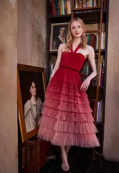 

Top Quality Celebrity Red Gradient Off The Shoulder Ball Gown Dress Cute Party Dress