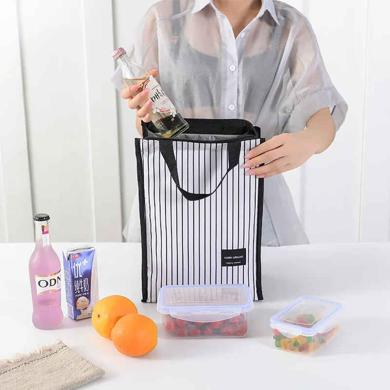 Black Thermal Lunch font b Bag b font Portable font b Cooler b font Insulated Picnic