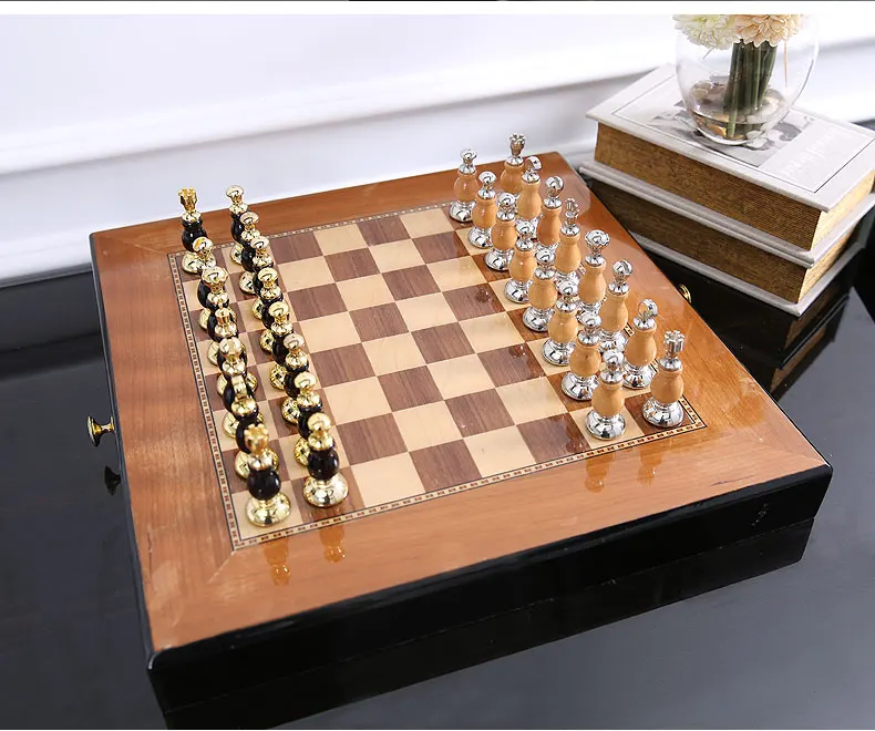 

Mental Chess Set High-Quality Exquisite Furniture Decoration Chess With Unfoldable Chess Board Free Shipping