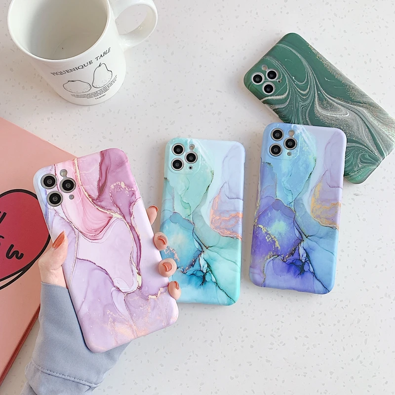 Luxury Marble Phone Case For iPhone 11 12 13 Pro Max XS X XR 7 8 Plus mini Shockproof SE 2020 Soft Silicone Matte Cases Cover iphone 11 Pro Max  lifeproof case