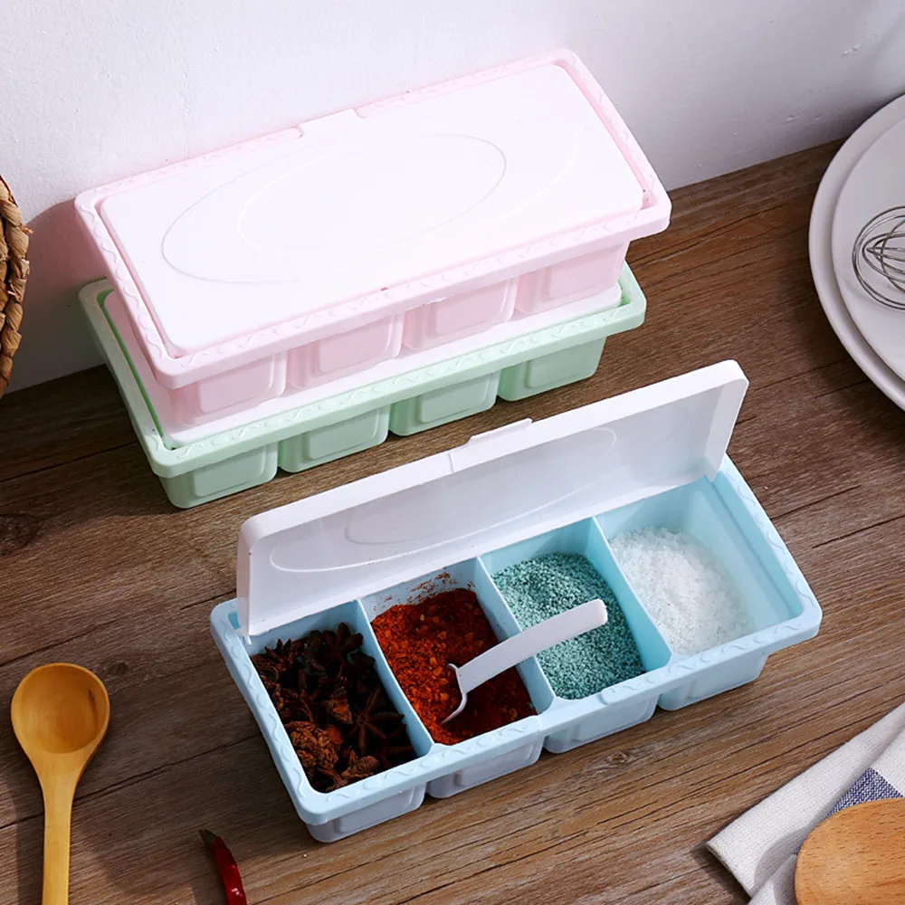 Crystal Seasoning Box Spice Rack Storage Container Jars Cruet with Cover /& Spoon