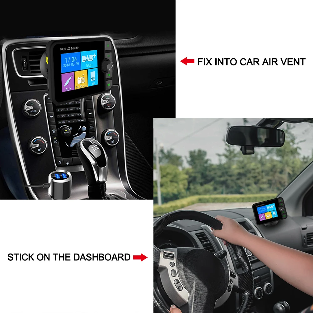 Podofo Mini Radio DAB odbiornik TFT Bluetooth FM muzyka AUX interfejs samochodowy odtwarzacz multimedialny nadajnik radiowy Tuner DAB wsparcie TF Podofo Mini Radio DAB odbiornik TFT Bluetooth FM muzyka AUX interfejs samochodowy odtwarzacz multimedialny nadajnik radiowy Tuner DAB wsparcie TF