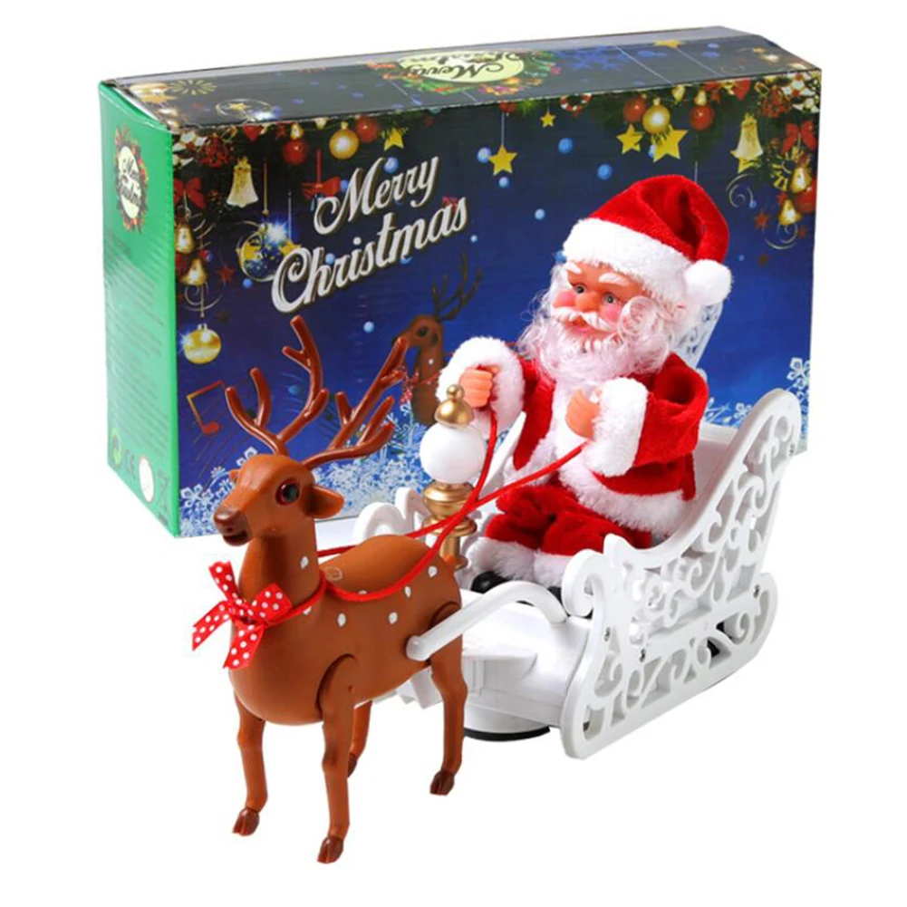 

Original Box Packed Santa Claus Elk Sled Dolls Toy with Music 2019 New Eletric Toys 30cm for Chirldren Christams Gift