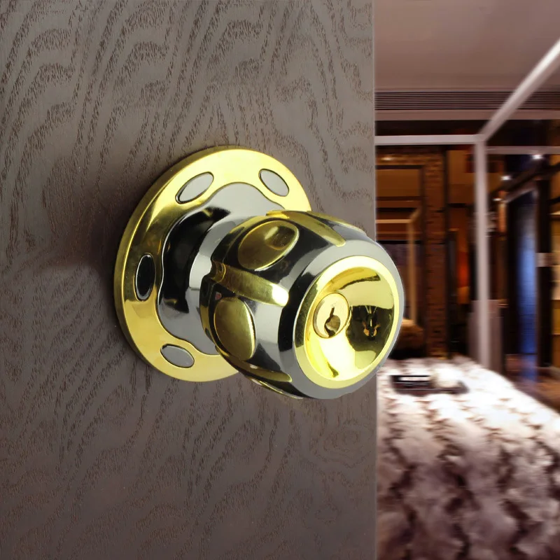 

[Si vimoo] Spherical Doorknob Protector Gun between Gold Room Door Lock 5886Kg