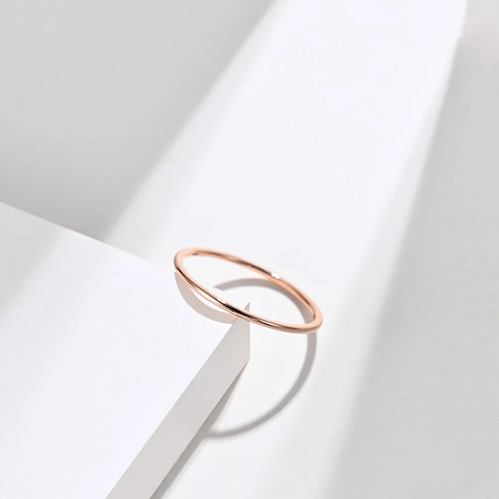 1mm Titanium Steel Ring Gold/Rose Gold/ Silver Color Simple Female Thin Ring Wedding Jewelry Gift 3
