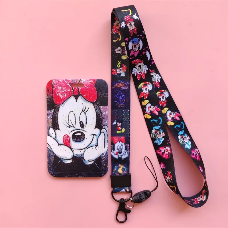 Disney Mickey Mouse ID Card Case Neck Strap Women's Business Employee Case Badge Holder Student Lanyard Name Card Cover 6
