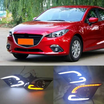 

For Mazda 3 Axela 2014-2016 white yellow LED DRL Daytime Running Lights daylight Fog lights cover fog lamps headlights day light