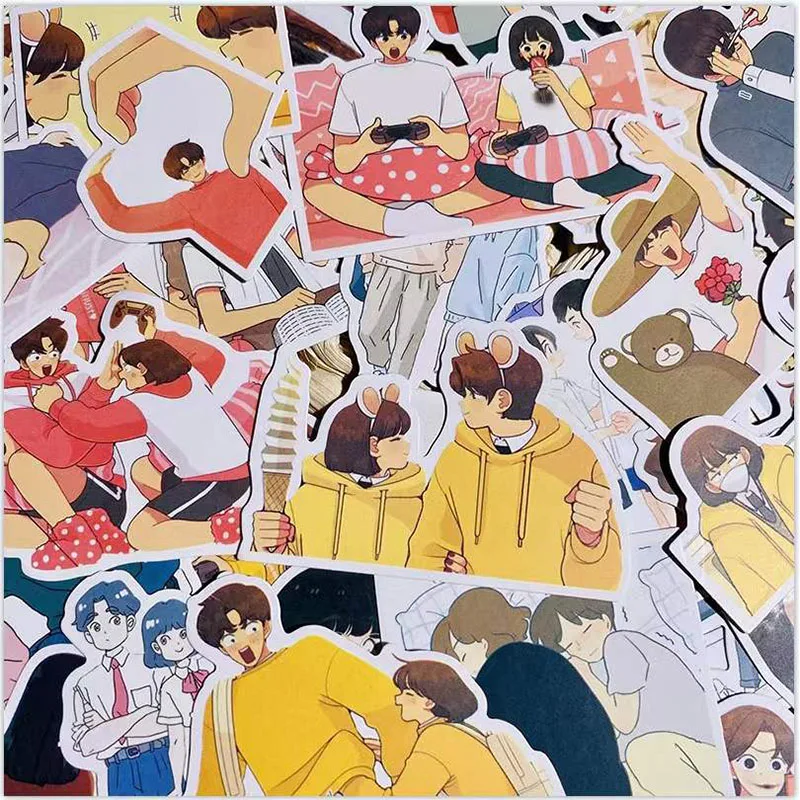 

63PCS Cute Cartoon Couple Stickers 04 DIY Scrapbooking Journal Collage Phone Diary Album Happy Plannr Gift Seal Decoration