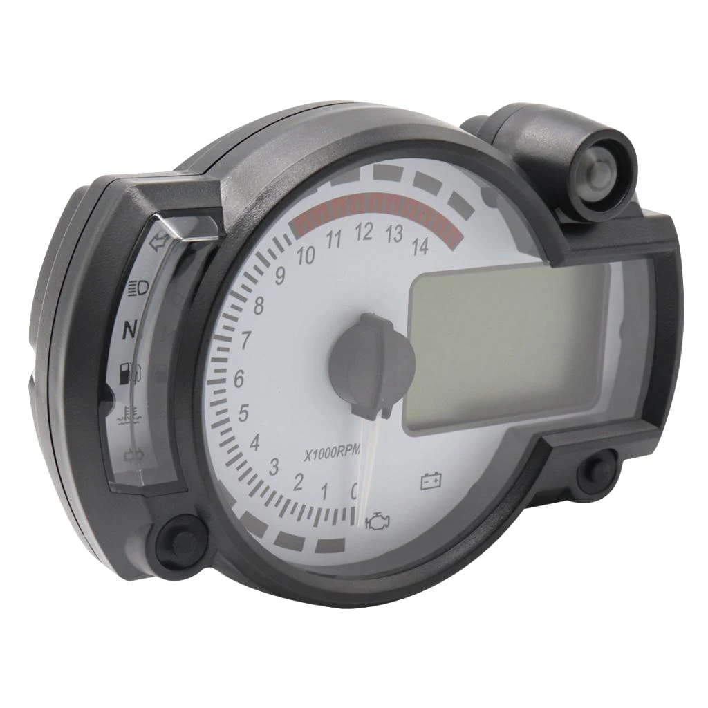 Motorcycle LCD Digital Speedometer, Universal 7 Color Tachometer Odometer Gauge Instrument, 14000 RPM 299 Kmh Mph