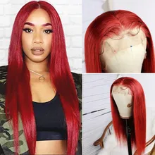 Человеческие волосы полностью кружевные парики красные прямые бразильские волосы remy Предварительно выщипанные отбеленные конты бесклеевые парики с детскими волосами для женщин