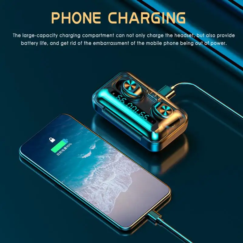 F9 TWS Touch Wireless Bluetooth 5 0 Headphone In ear Noise Canceling Bluetooth Earphone LED Display Charging Box for iphone