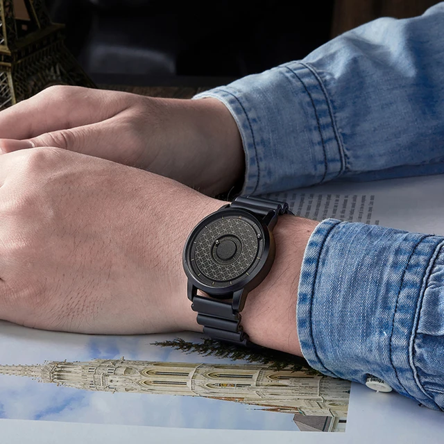 EUTOUR Magnetische Uhr Männer Luxus Silikon Mode Quarz Blau Magnet