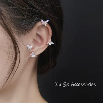 

Butterfly Earrings Pierceless Clip-on Earrings Female Ear Stud 925 Sterling Ear Stud Female Fashion South Korea Elegant Simple O