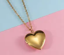 22.6*25mm 45cm Photolocket Pendant Necklace Mirror Polish Stainless Steel Chain Necklace For Women's Fashion 2021 Jewelry