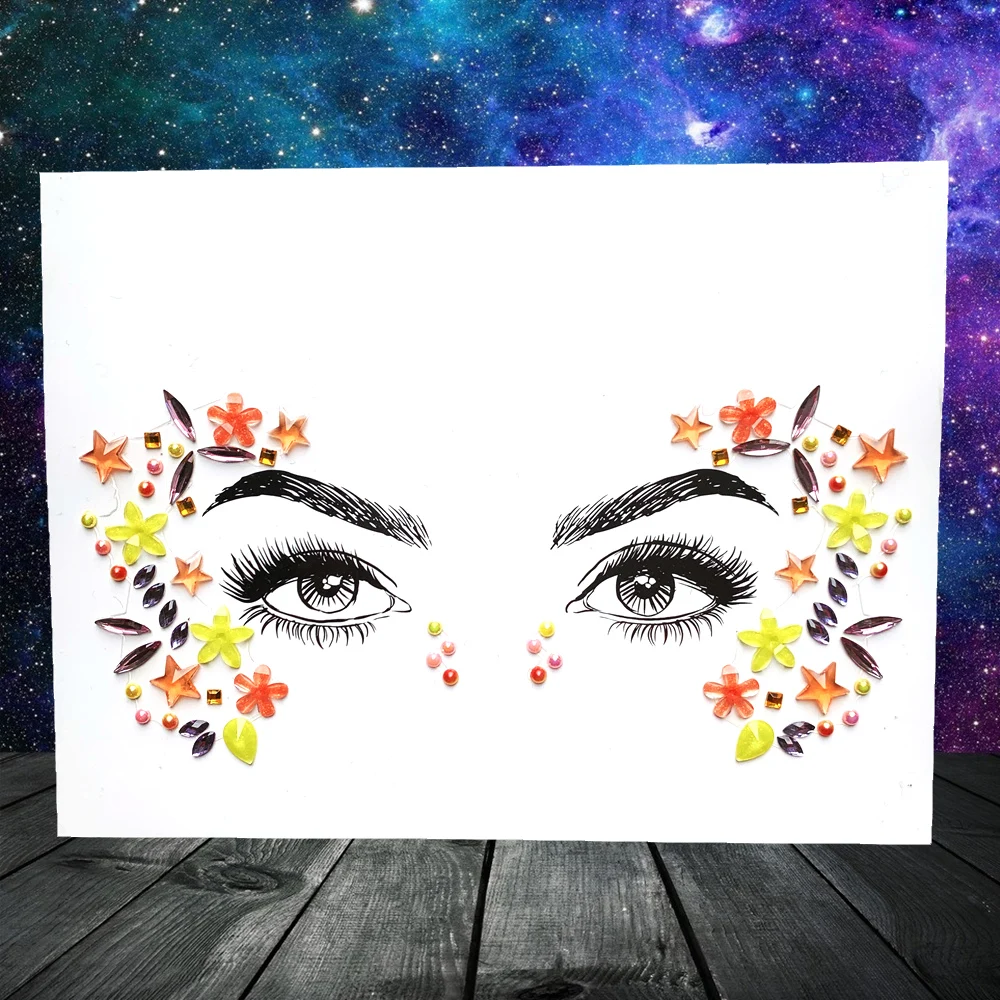3D Flash Eye стикер для драгоценных камней алмазное украшение для лица акриловая смола дрель боди-арт для вечерние Стразы для шоу лоб бровей