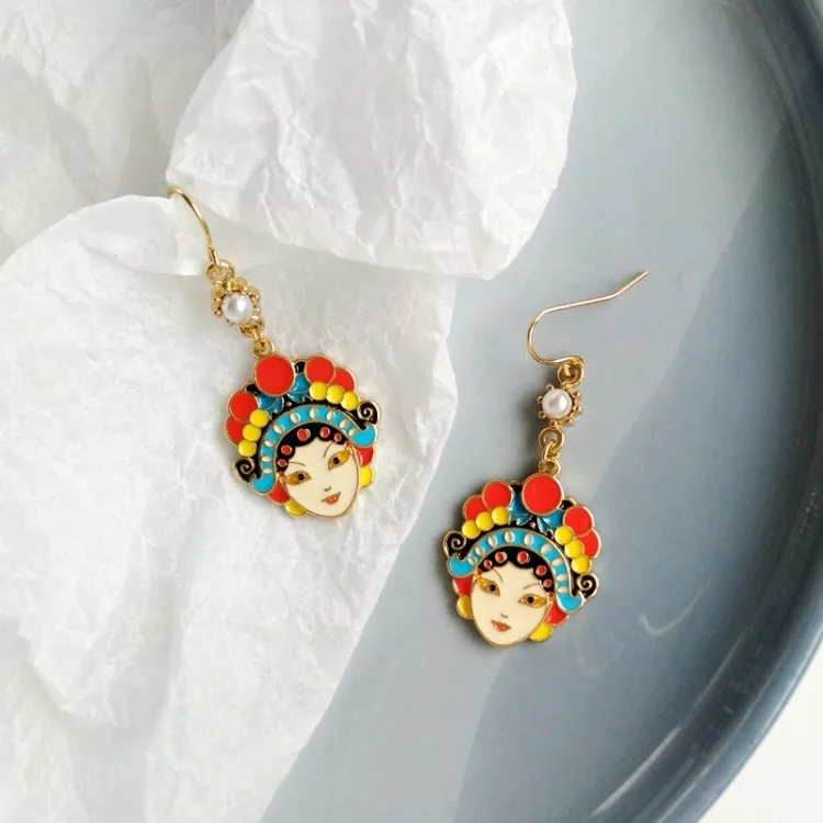 

New Hot Global Trend China Peking Opera Earrings Figure Personality Creative Temperament Facebook Earring
