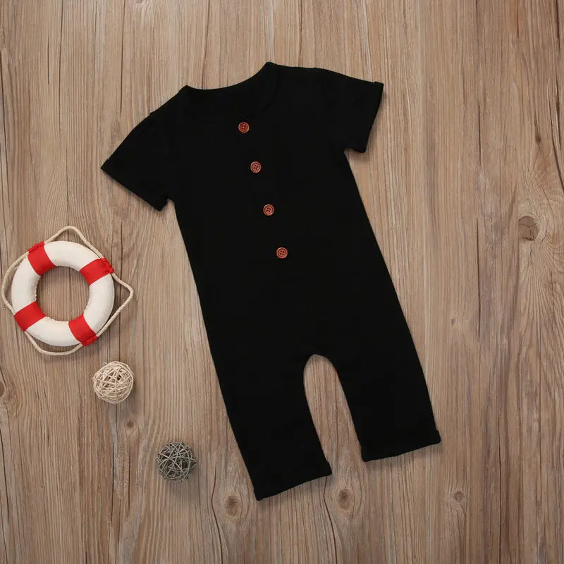 Одежда для малышей хлопковый Детский комбинезон с короткими рукавами костюм с героями мультфильмов ropa bebe Одежда для новорожденных мальчиков и девочек от 0 до 24 месяцев - Цвет: Черный