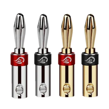 

6Pairs Speaker Connectors 4mm Banana Plug Gold/Rhodium Plated Copper Male Plugs Hifi Audio Jack Binding Post Terminal Adapter