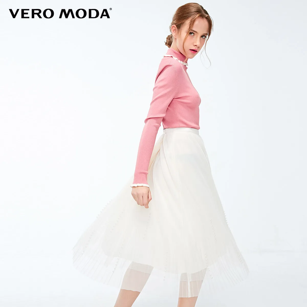 Vero Moda Женская многоярусная плиссированная юбка с бисером | 319116518 - Цвет: Eggnog