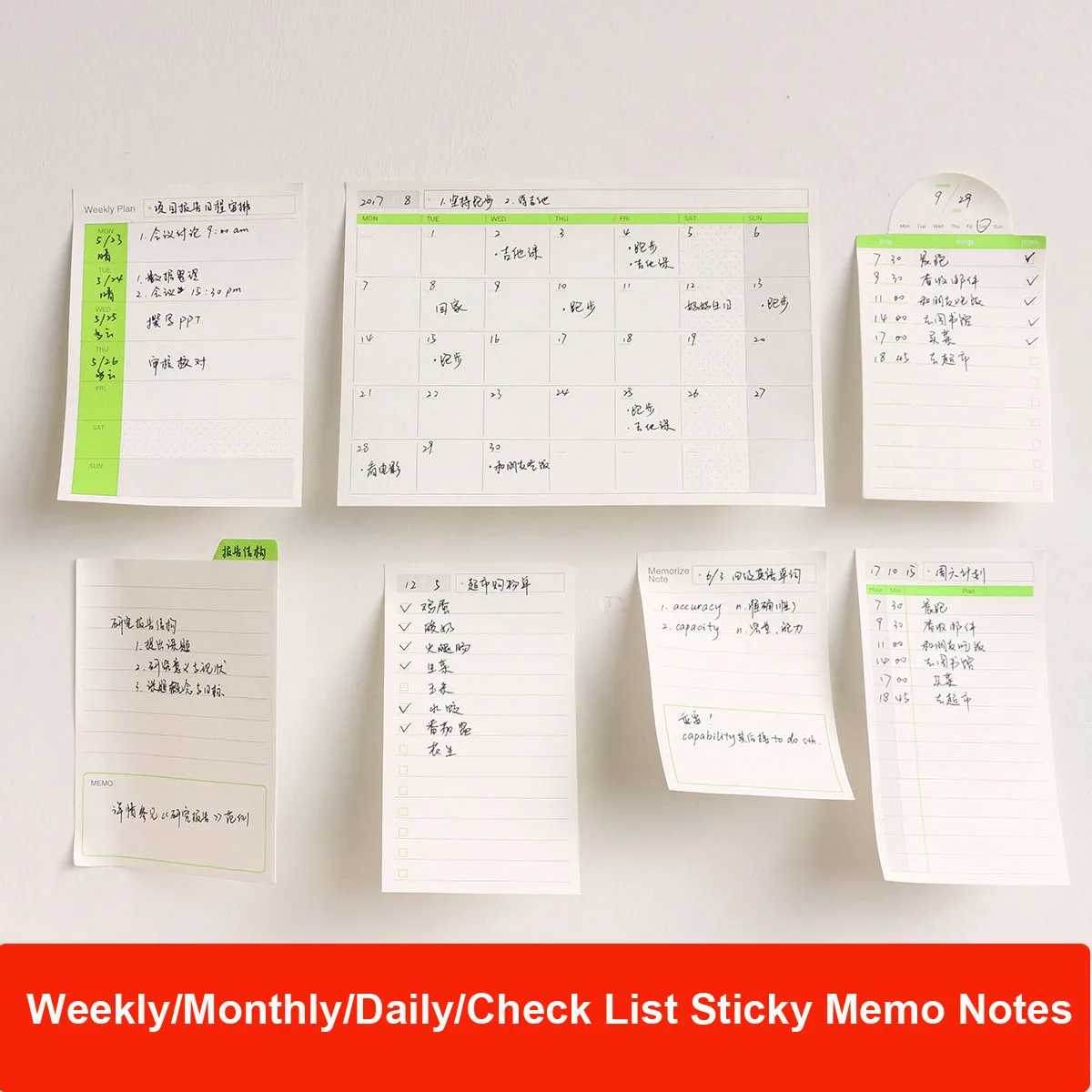 Sharkbang 20/30/40 Sheets Dailly Weekly Monthly Memo Pads Notes Sticky Planner Notepad Desk Organizer Pads School Stationery