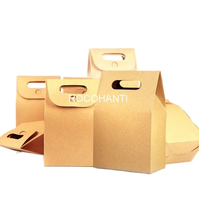 50pcs Disposable Brown Kraft Paper Cake Boxes Food Packaging Box For Wedding , Festival Party
