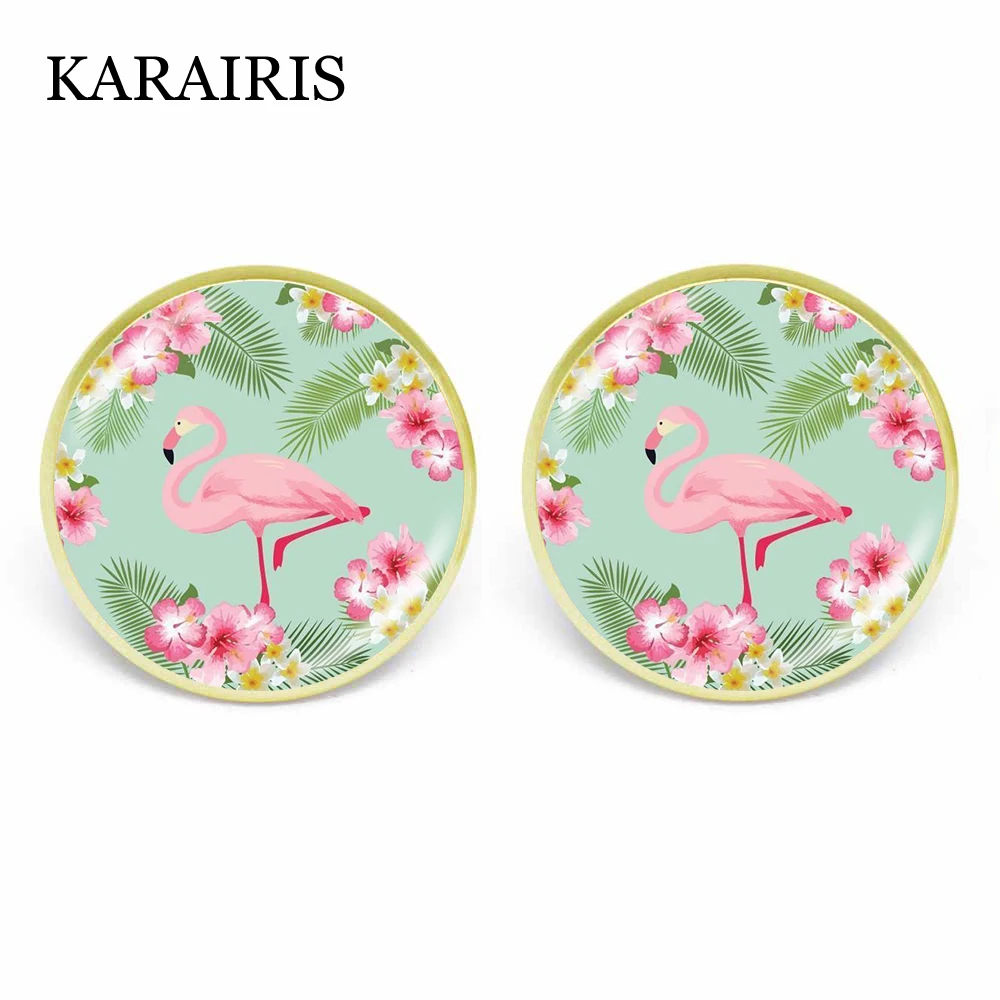 KARAIRIS скандинавский стиль Пальмовые Листья мини серьги с фламинго крутые
