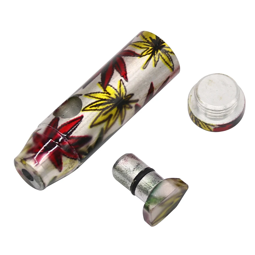 1PCS New Arrival Metal Aluminum 50mm Weed Leaf Snuff Bottle With A Floral Cartridge Snuff Bullent Accessories