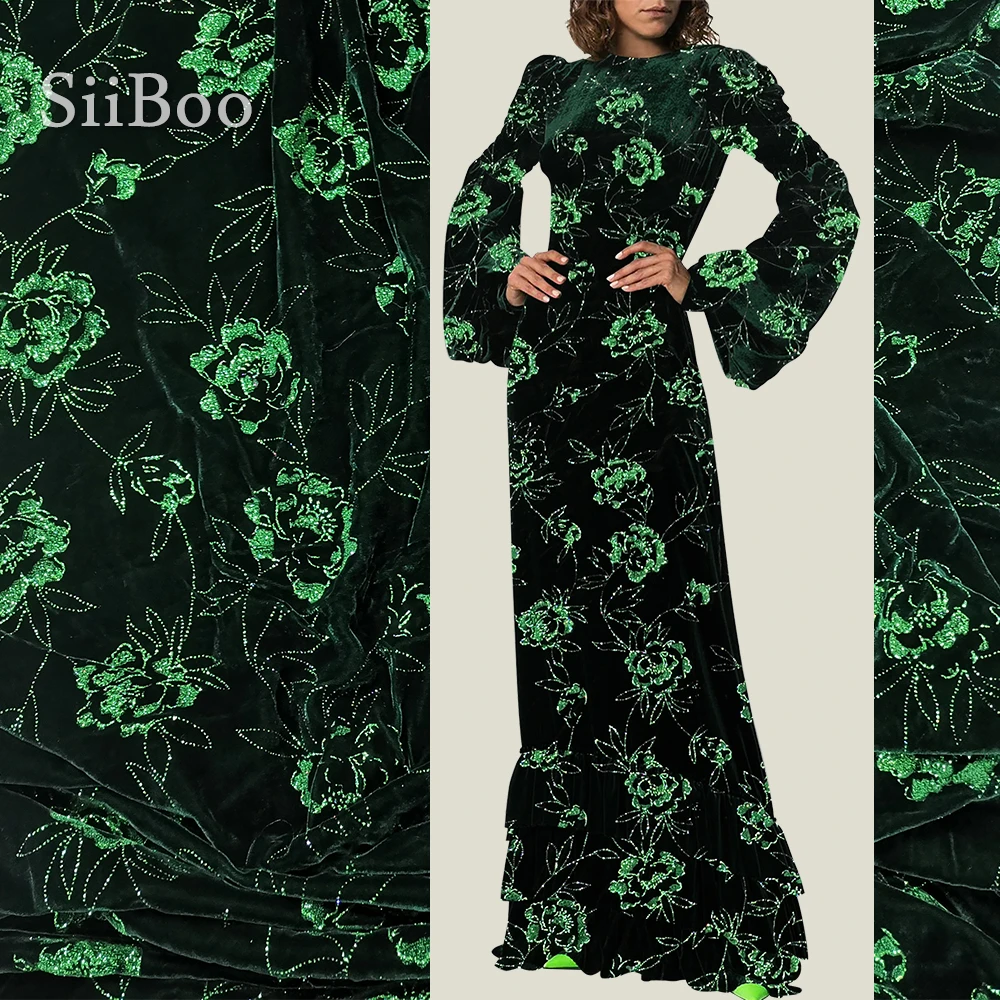 100 Reine Seide Boden Mit Samt Stoff Fur Kleid Luxus Floral Bronzing Dunkelgrun Tissu Tecidos Sp4475 Fabric Tissue Silk Fabricvelvet Aliexpress 