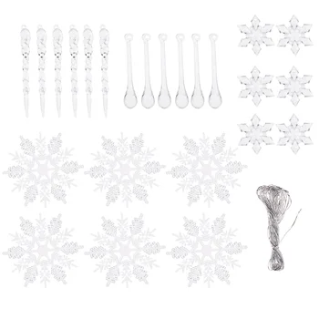 

24 Pcs Snowflake Icicle Accessories for Shopping Mall Tree Christmas Family Decor