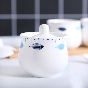 

Creativity of Porcelain Seasoning Tank Household Seasoning Fish Seasoning Box Set Tank Sauce Bottle Annual
