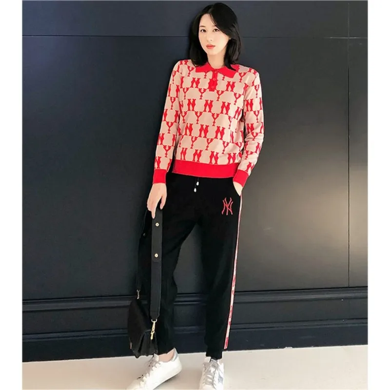 

2019 autumn winter Tracksuit Women Long Sleeve Hoody Elastic Sports Two Piece Set Streetwear Women knit Tracksuits