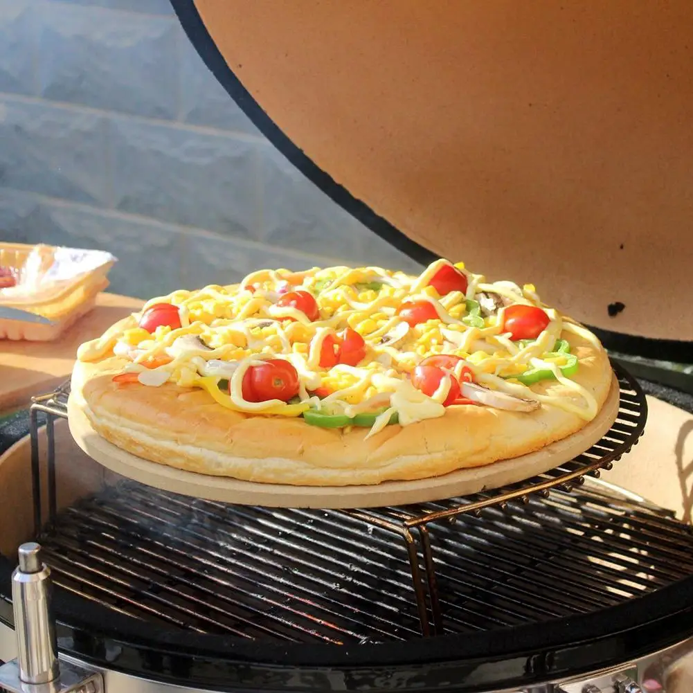 

Cordierite 33CM Round Pizza Baking Tray Non-stick Heat-resistant Pizza Stone Pan For Home Restaurant Barbecue