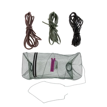 

1Pcs Foldable Crab Fishing Bait Trap Cast Dip Net Cage & 3Pcs ANTI-TANGLE RIG TUBE 3 COLOURS CARP HAIR RIGS HOOKS
