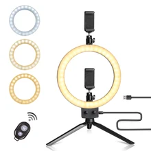 LED halka ışık fotoğraf stüdyosu kamera işık fotoğrafçılık kısılabilir Video işığı Youtube makyaj Selfie Tripod ile telefon tutucu